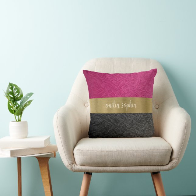 Coussin Fuchsia et noir personnalisé (Chaise)