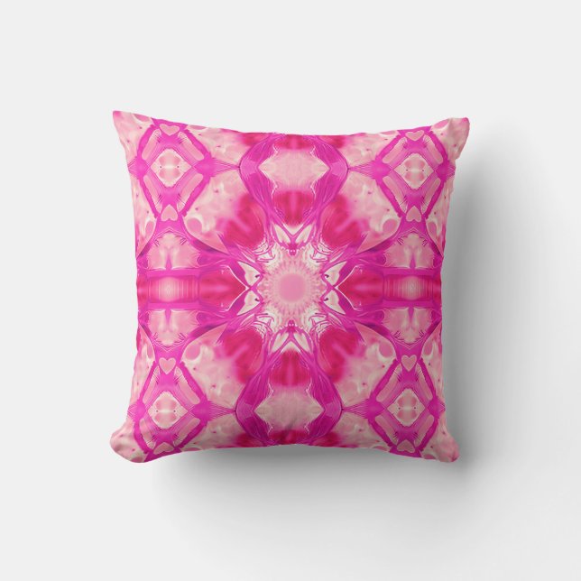 Coussin Fuchsia et Pastel Pink Tie Dye Motif (Recto)