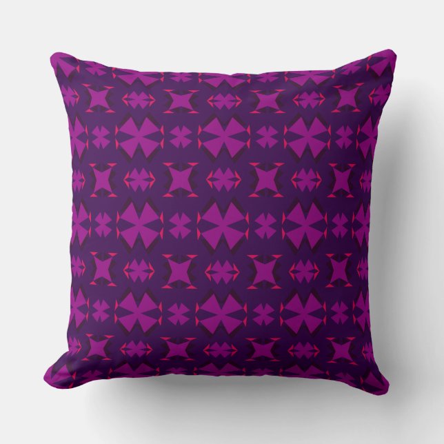 Coussin Fuchsia Geotech: A Vibrant Abstract Geometric Text (Recto)