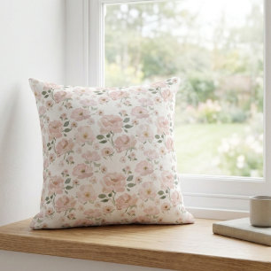 Coussin Fuchsia rose aquarelle florale