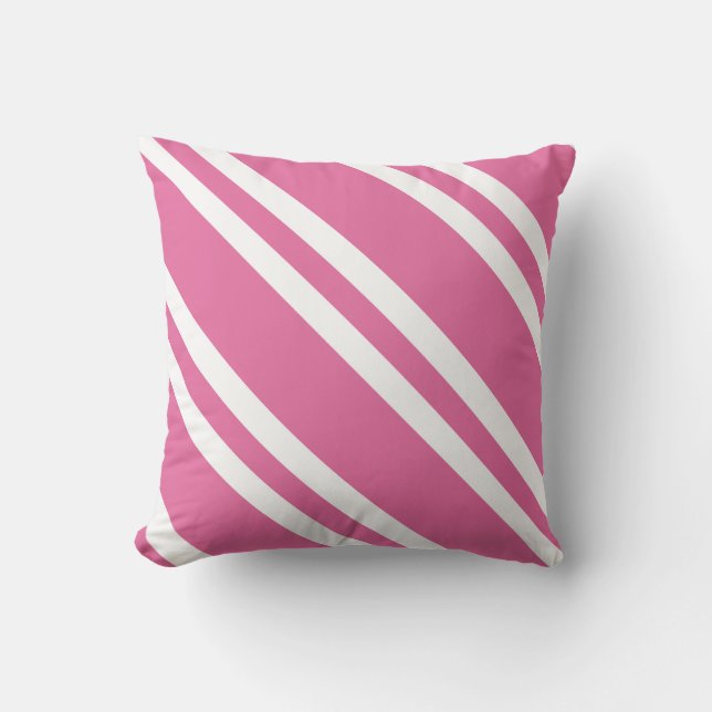 Coussin Fuchsia rose et blanc rayé (Recto)
