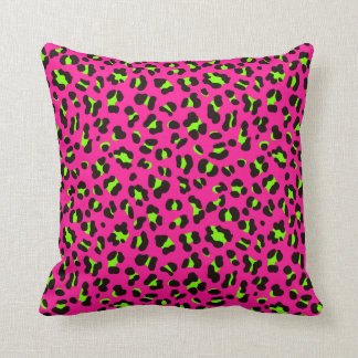 Coussin Fuchsia rose néon des années 80 et léopard vert ci