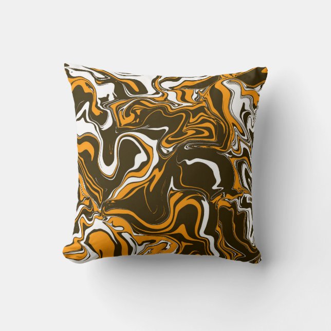 Coussin Fumée marbrée Brown, orange et blanche de la récol (Recto)