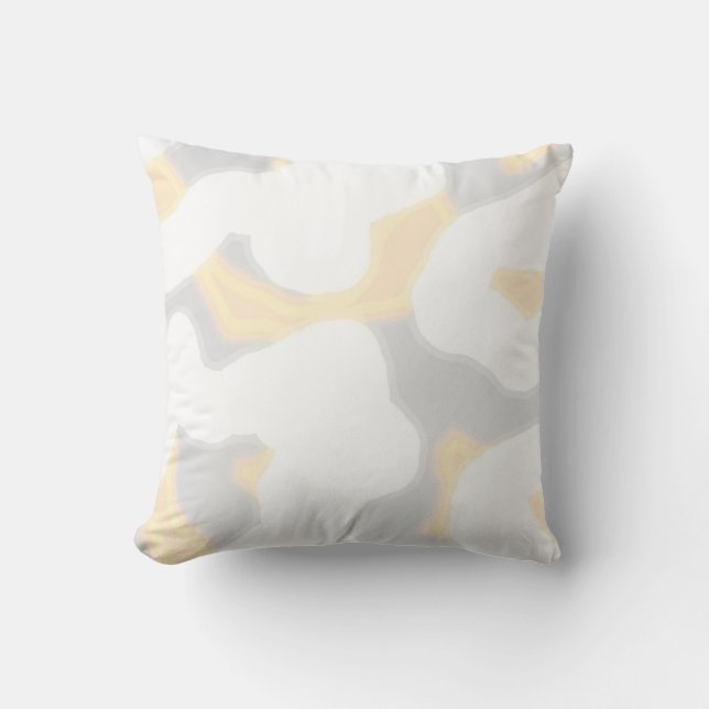 Coussin fun abstrait moderne gris blanc pêche artistique (Recto)