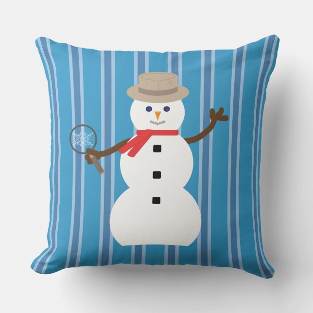 Coussin Fun and Fancy Blue Snowman Inspecteur (Recto)