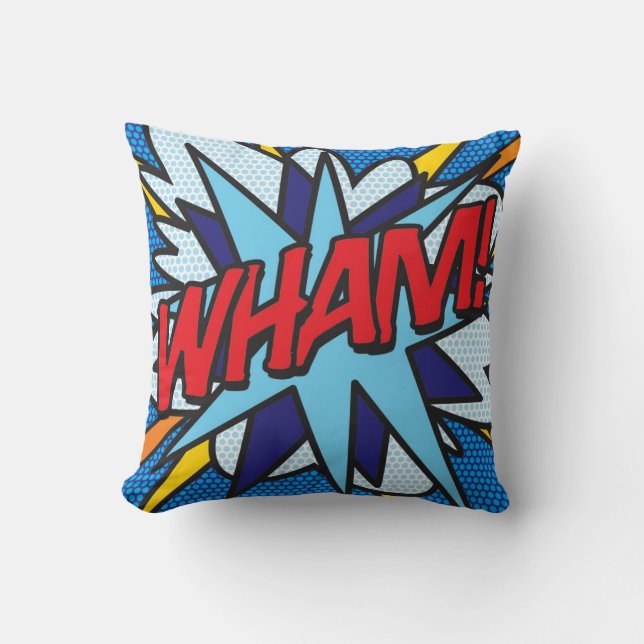Coussin FUN ART POP Bande Dessinée Rétro WHAM ZOMG (Recto)