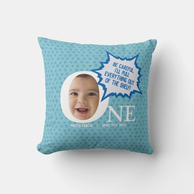 Coussin Fun Baby boy Photo Collage Cadeau personnalisé (Recto)
