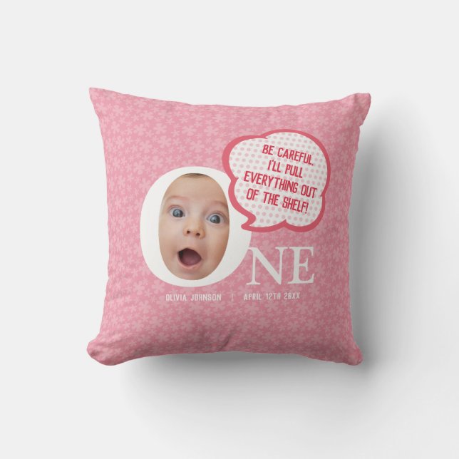 Coussin Fun Baby Girl Photo Collage Personaliz Cadeau (Recto)