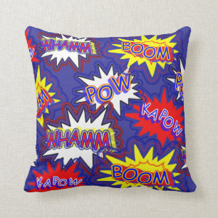 Coussin Fun Bright Comic Book Exclamations Pow Boom Kapow