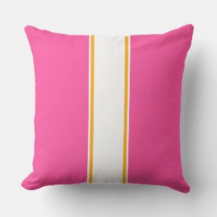 Coussin Fun Bright Rose Blanc Doré Jaune Stripes De Course