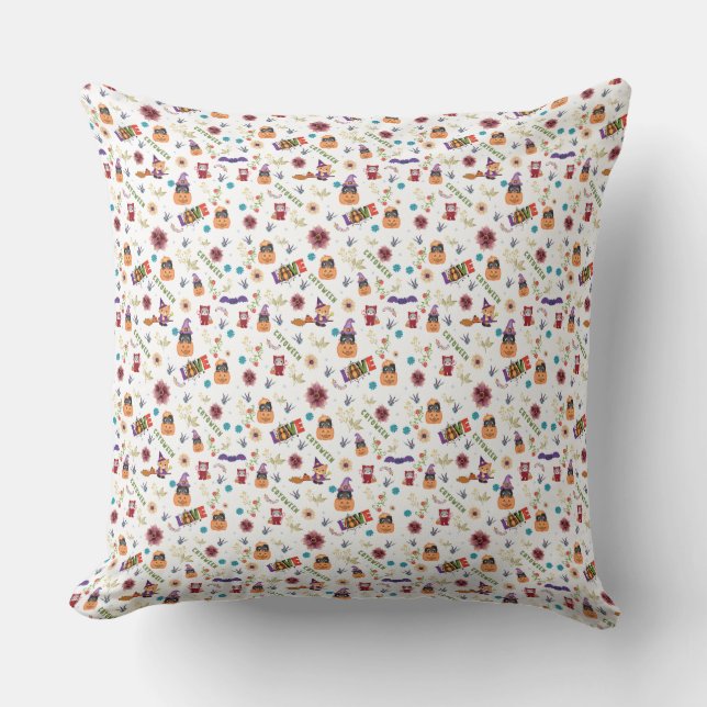 Coussin Fun Casquette violet Catoween, mignon Citrouille o (Recto)
