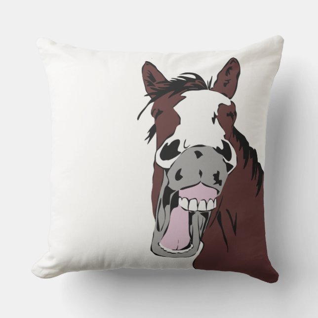 Coussin Fun Cheval Rire Cartoon Animal de ferme (Recto)
