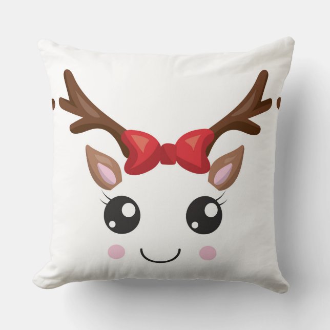 Coussin Fun Christmas Reindeer Coussin/Brown Stripe (Recto)