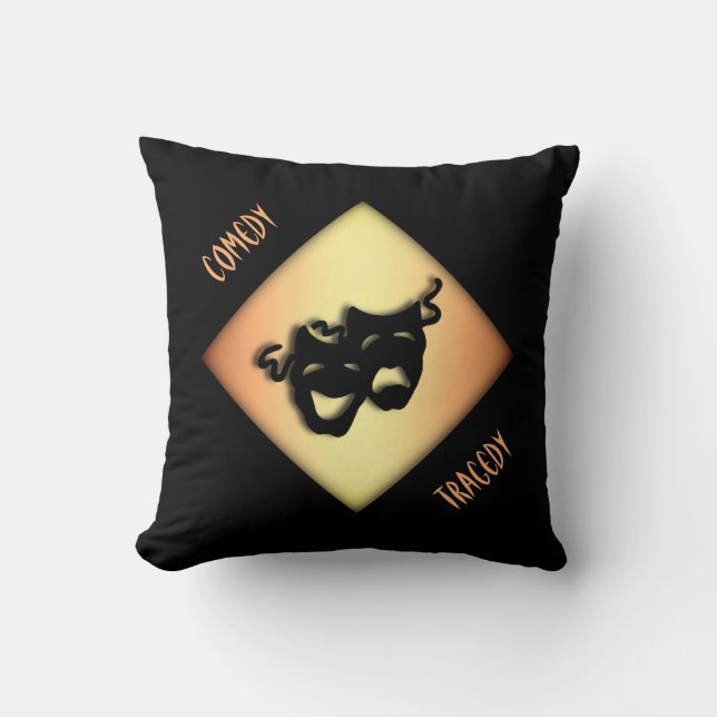 Coussin Fun Comédie et Tragédie Masques de théâtre (Recto)