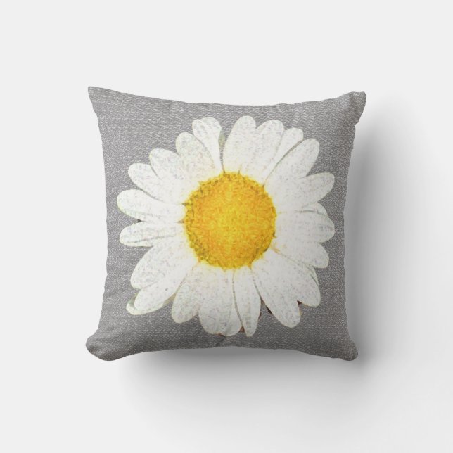 Coussin Fun Daising en gris, blanc et jaune réversible (Recto)