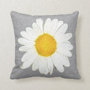 Coussin Fun Daising en gris, blanc et jaune réversible
