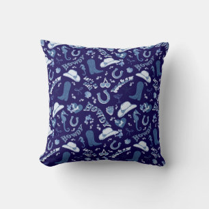 Coussin Fun Dark Navy Blue Coastal Cowgirl Motif