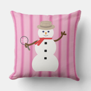Coussin Fun et Fancy Pink Snowman Inspecteur