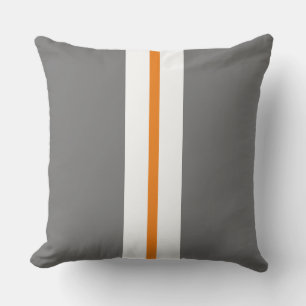 Coussin Fun Grey Slim Bright Orange White Racing Stripes