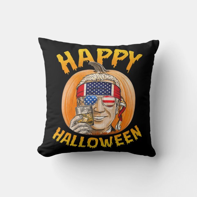 Coussin Fun Joe Biden Citrouille Happy Halloween Confus th (Recto)