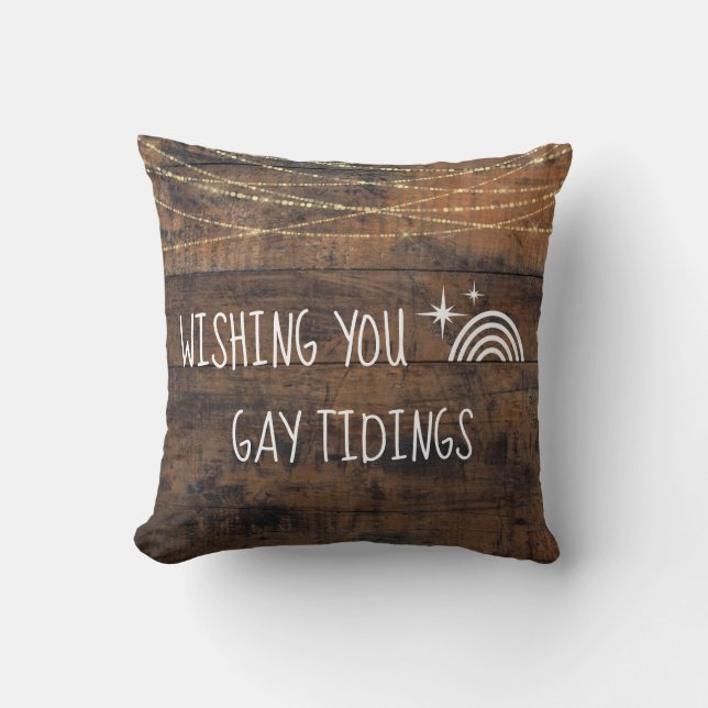 Coussin Fun LGBT Gay Tidings Holiday Rainbow Icon (Recto)