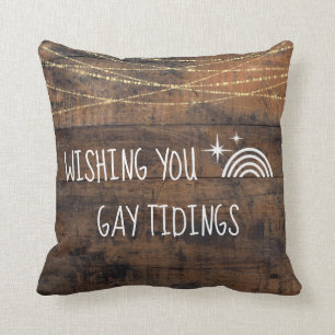 Coussin Fun LGBT Gay Tidings Holiday Rainbow Icon
