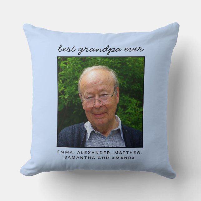 Coussin Fun Personnalisé Meilleur Grand-Père Jamais Photo (Recto)