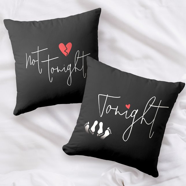 Coussin Fun Pillow Talk Ce Soir Pas Ce Soir Noir Blanc (Créateur téléchargé)
