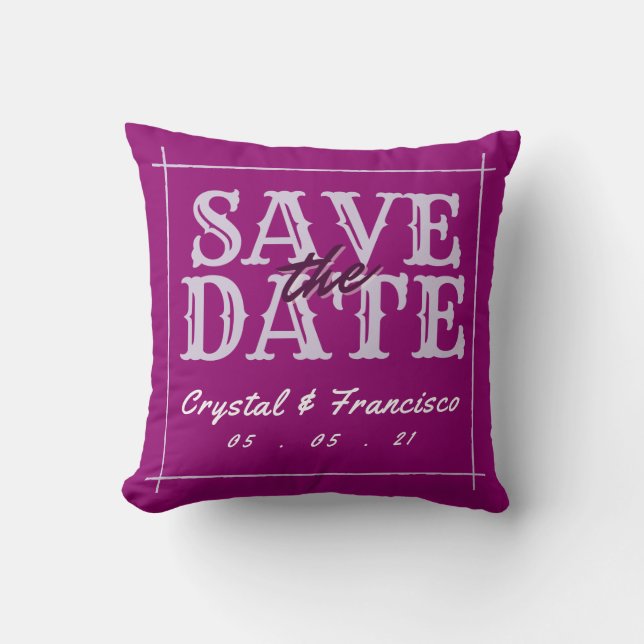 Coussin Fun Purple Enregistrer La Date (Recto)