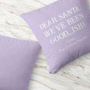 Coussin Fun Purple Typographie Nom de famille Noël moderne