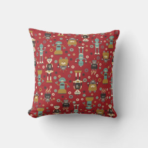 Coussin Fun Retro Robots Illustrated Pattern