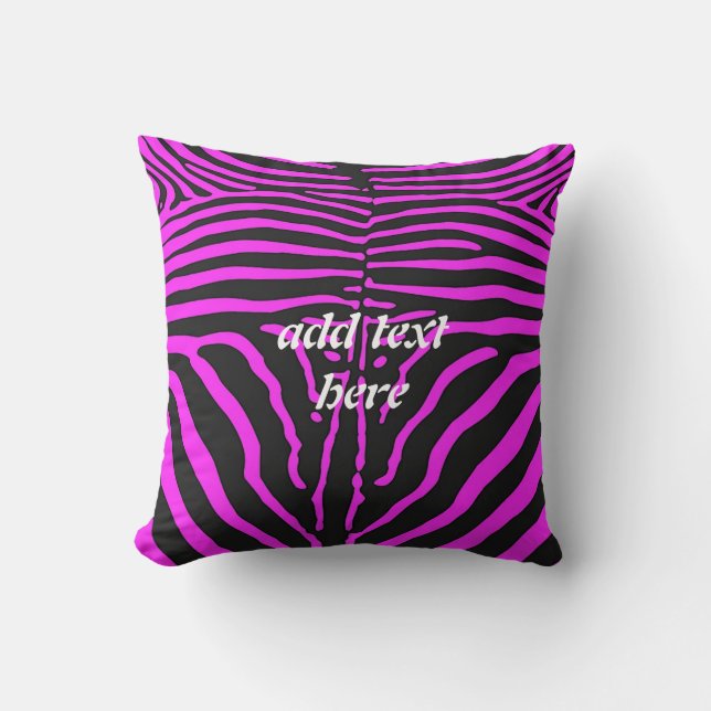 Coussin Fun Rose noir Zèbre Imprimer - ajouter le nom cous (Recto)