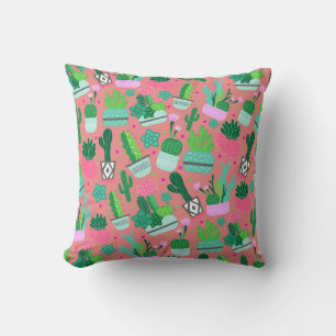 Coussin Fun Southwestern mignon fille rose Motif Cactus