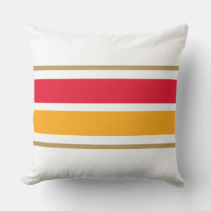 Coussin Fun Sporty Bright Rouge Jaune Blanc Stripes De Cou