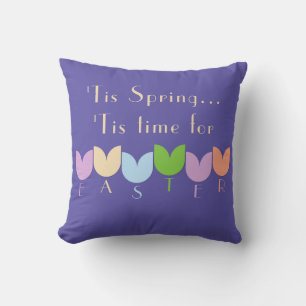 Coussin Fun Spring Floral, Tulipes de Pâques sur violet, r