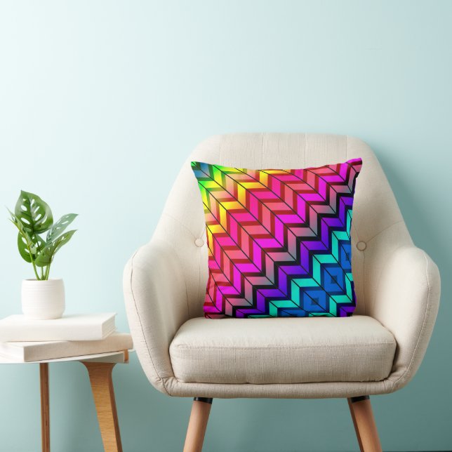 Coussin [Fun with Stripes] Motif #7a Géométrique Arc-en-ci (Chaise)