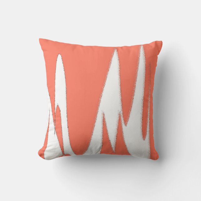Coussin Funky Abstrait Art Coral Blanc (Recto)