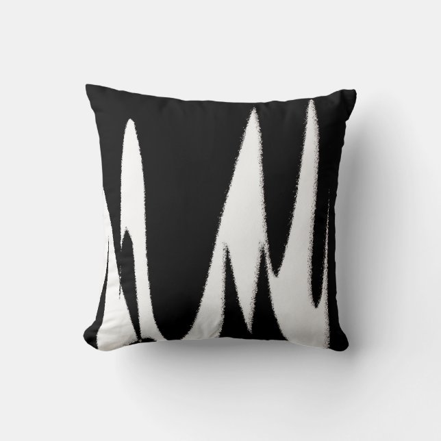 Coussin Funky Abstrait Art Noir Blanc (Recto)