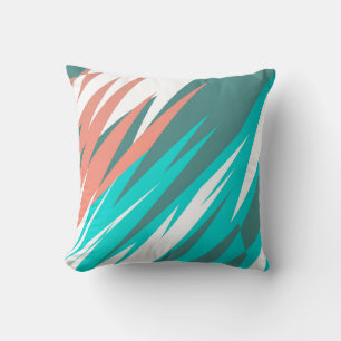 Coussin Funky Abstrait Art Pastel Turquoise Blanc