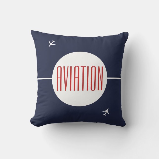 Coussin Funky Avion Blanc Pilote Aviation (Recto)