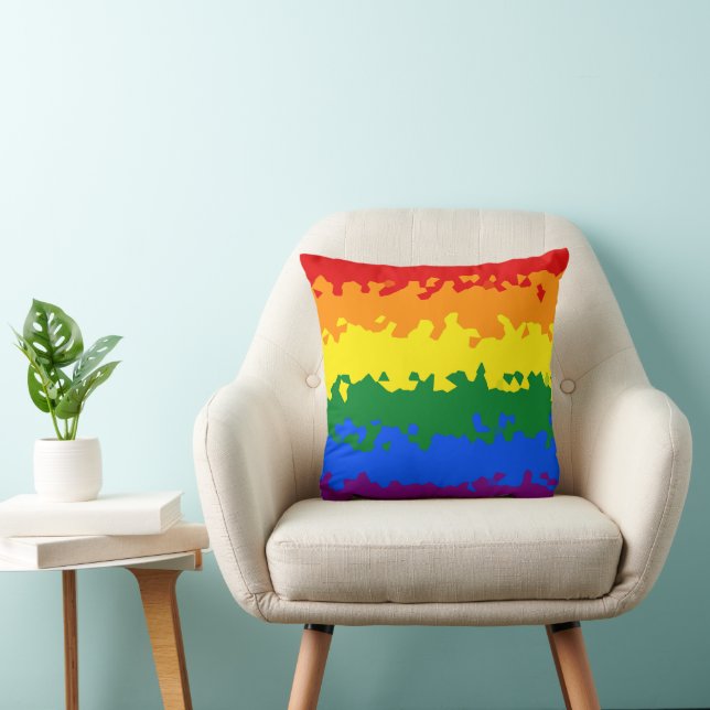 Coussin Funky Boho Abstrait Gay Rainbow Mosaic Pride Drape (Chaise)
