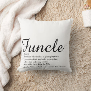 Coussin Funky Cool Fun Uncle Funny Citation noir et blanc