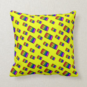 Coussin Funky Neon Rainbow Block Motif