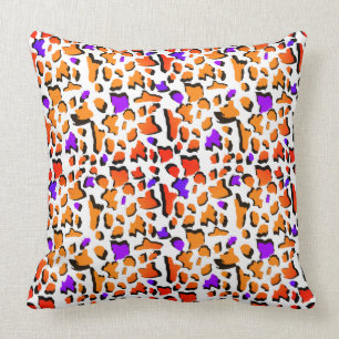 Coussin Funky Orange violet Empreinte de léopard moderne