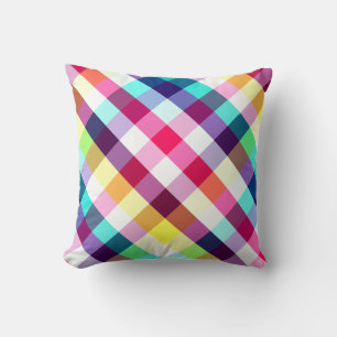 Coussin Funky Rainbow Plaid Motif Jeu d'oreiller