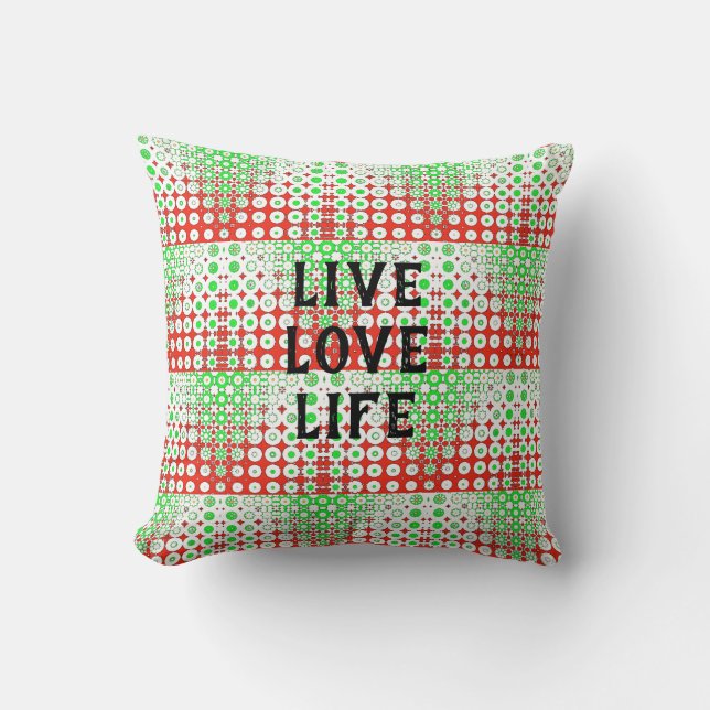 Coussin Funky Retro Green, Rouge, Motif, Fleurs, (Recto)