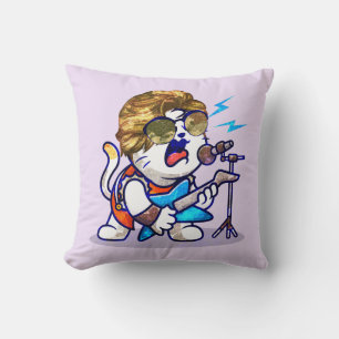 Coussin Funky Rockstar Cat - Musique Cool Lover Kitty
