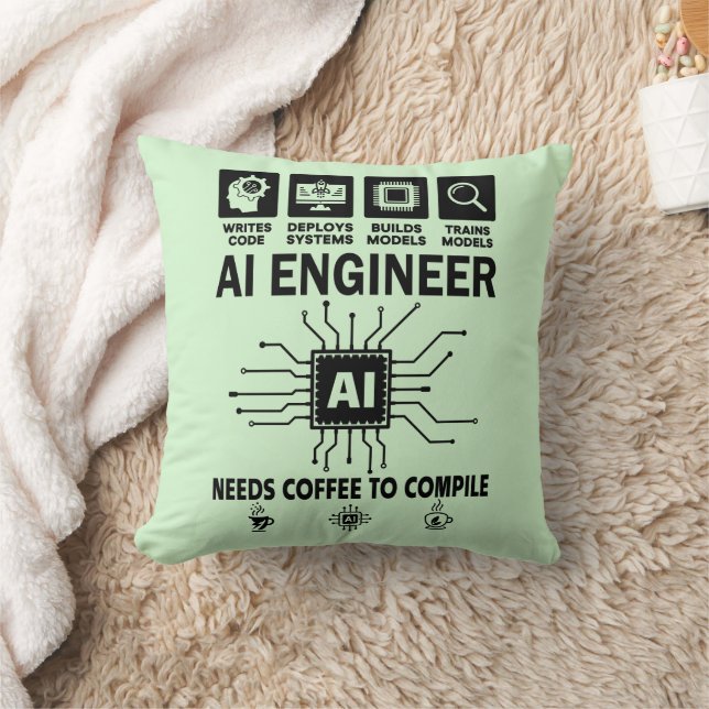 Coussin Funny AI Engineer Coding Programmer Developer Tech (Couverture)
