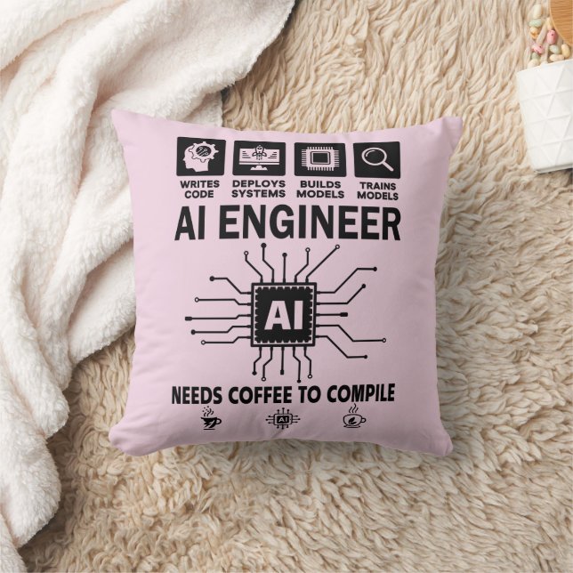 Coussin Funny AI Engineer Coding Programmer Developer Tech (Couverture)