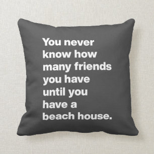 Coussin Funny Beach House Friends Citation Typographie noi